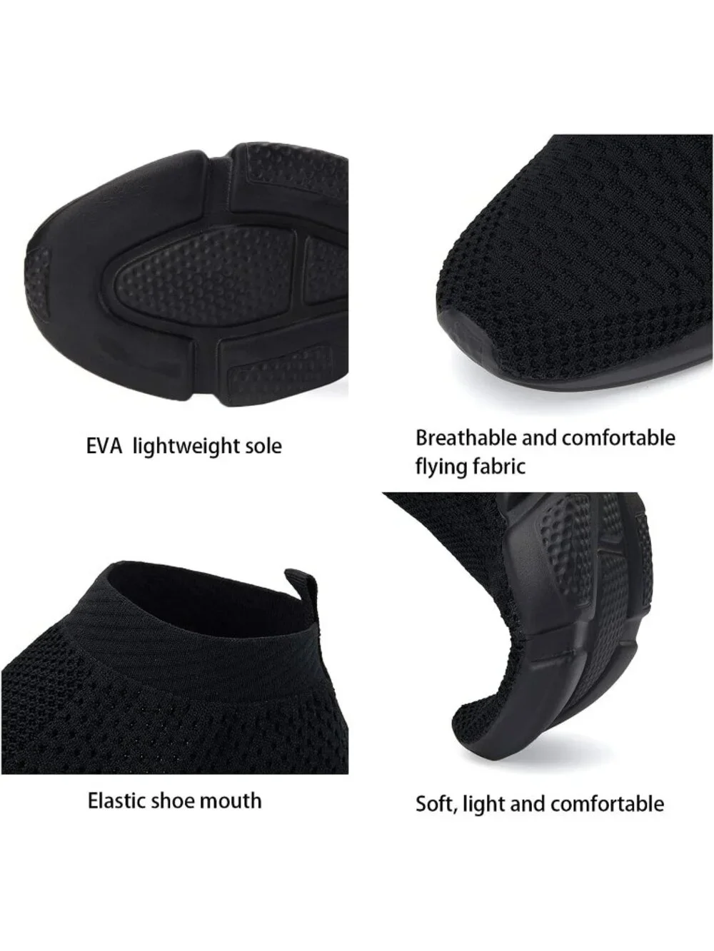🆕Men's All Black Mesh Running Comfortable Lightweight Breathable Walking Shoes
